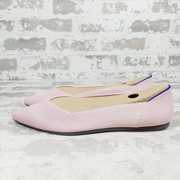 New Rothy's The Flat Pink Knit Pointy Toe Slip On Loafers W880
